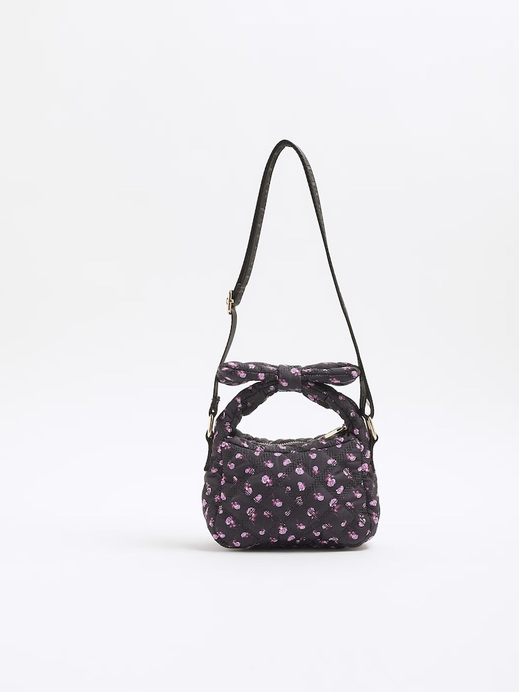 River Island Black Girls Ditsy Bow Handle Grab Bag - Image 2 of 5