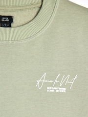 River Island Green Boys Ame Le Nuit Crew Sweat Top And Shorts Set - Image 4 of 5