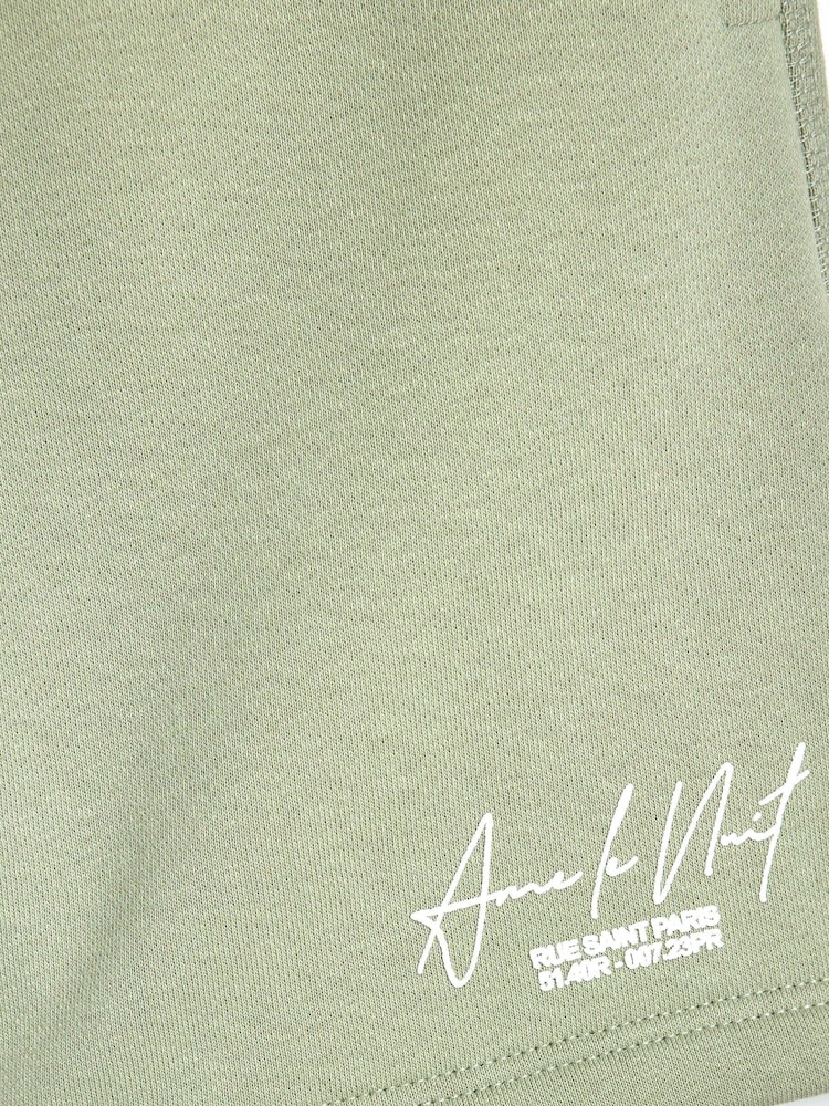 River Island Green Boys Ame Le Nuit Crew Sweat Top And Shorts Set - Image 5 of 5