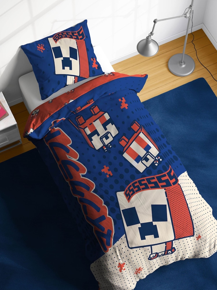 Jay Franco Blue Minecraft Oishi Market 100% Cotton Single Duvet Co Set - Image 1 of 5 Jay Franco Blue Minecraft Oishi Market 100% Cotton Single Duvet Co Set - Image 1 of 5