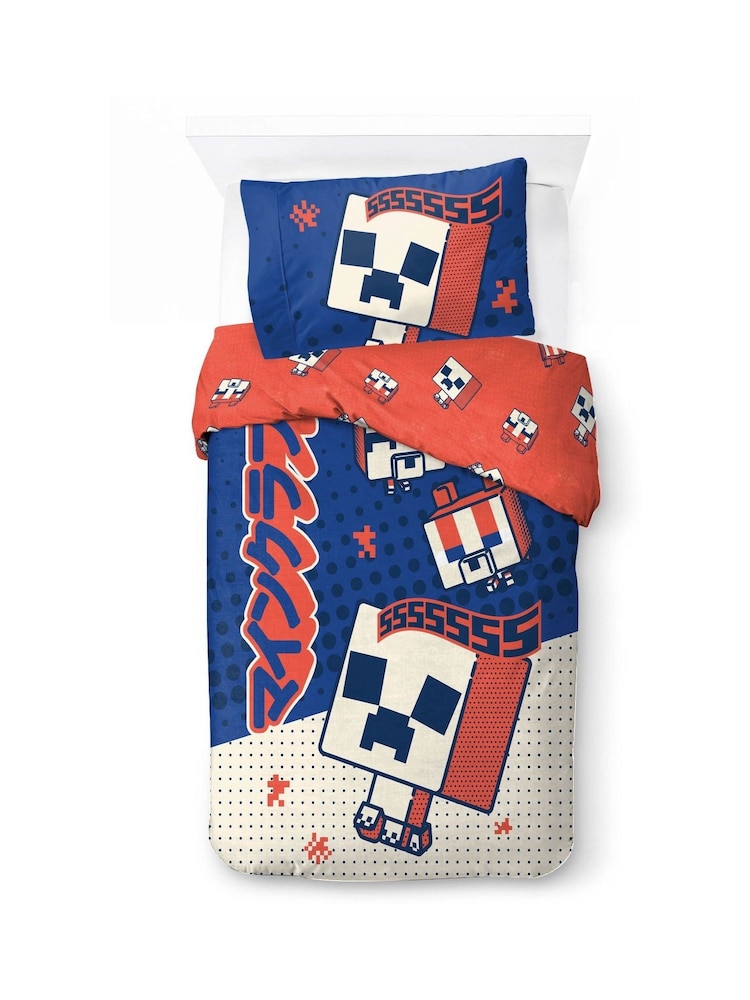 Jay Franco Blue Minecraft Oishi Market 100% Cotton Single Duvet Co Set - Image 2 of 5 Jay Franco Blue Minecraft Oishi Market 100% Cotton Single Duvet Co Set - Image 2 of 5