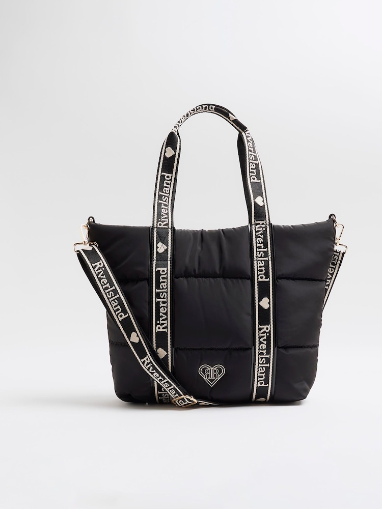 River Island Black Girls Padded Nylon Shopper Bag - Image 1 of 5