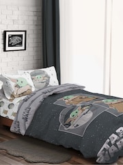 Jay Franco Grey Star Wars Mandalorian Curious Child 100% Cotton 3 Duvet Set - Image 1 of 6