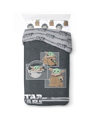 Jay Franco Grey Star Wars Mandalorian Curious Child 100% Cotton 3 Duvet Set - Image 3 of 6