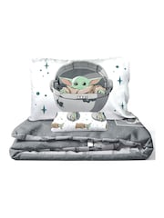 Jay Franco Grey Star Wars Mandalorian Curious Child 100% Cotton 3 Duvet Set - Image 4 of 6