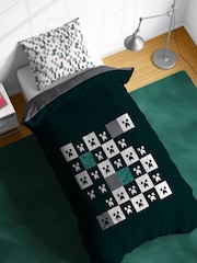 Jay Franco Black Minecraft Creeper Checkered 100% Cotton Single Duvet Cover and Pillowcase Set - Image 1 of 6
