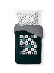 Jay Franco Black Minecraft Creeper Checkered 100% Cotton Single Duvet Cover and Pillowcase Set - Image 2 of 6