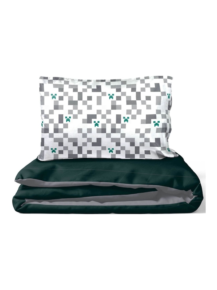Jay Franco Black Minecraft Creeper Checkered 100% Cotton Single Duvet Cover and Pillowcase Set - Image 6 of 6
