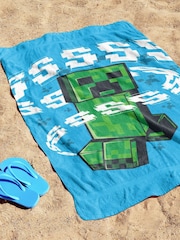 Jay Franco Blue Minecraft Creeper Cotton Beach Towel - Image 2 of 3