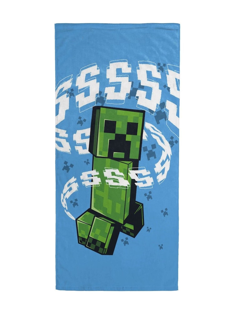 Jay Franco Blue Minecraft Creeper Cotton Beach Towel - Image 3 of 3