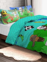 Jay Franco Blue Minecraft Creative Mode 100 Cotton Single Duvet Cover Set - Image 1 of 6