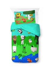 Jay Franco Blue Minecraft Creative Mode 100 Cotton Single Duvet Cover Set - Image 2 of 6