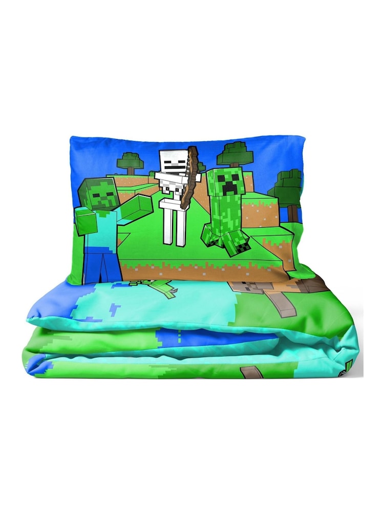 Jay Franco Blue Minecraft Creative Mode 100 Cotton Single Duvet Cover Set - Image 5 of 5