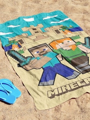 Jay Franco Brown Minecraft Alex and Steve Cotton Beach Towel - Image 2 of 4