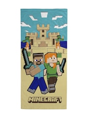 Jay Franco Brown Minecraft Alex and Steve Cotton Beach Towel - Image 4 of 4