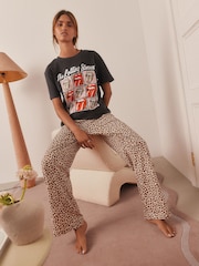 Grey/Animal Rolling Stones Short Sleeve Pyjamas - Image 1 of 6