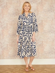 Yumi Cream Block Print Kaftan - Image 2 of 5