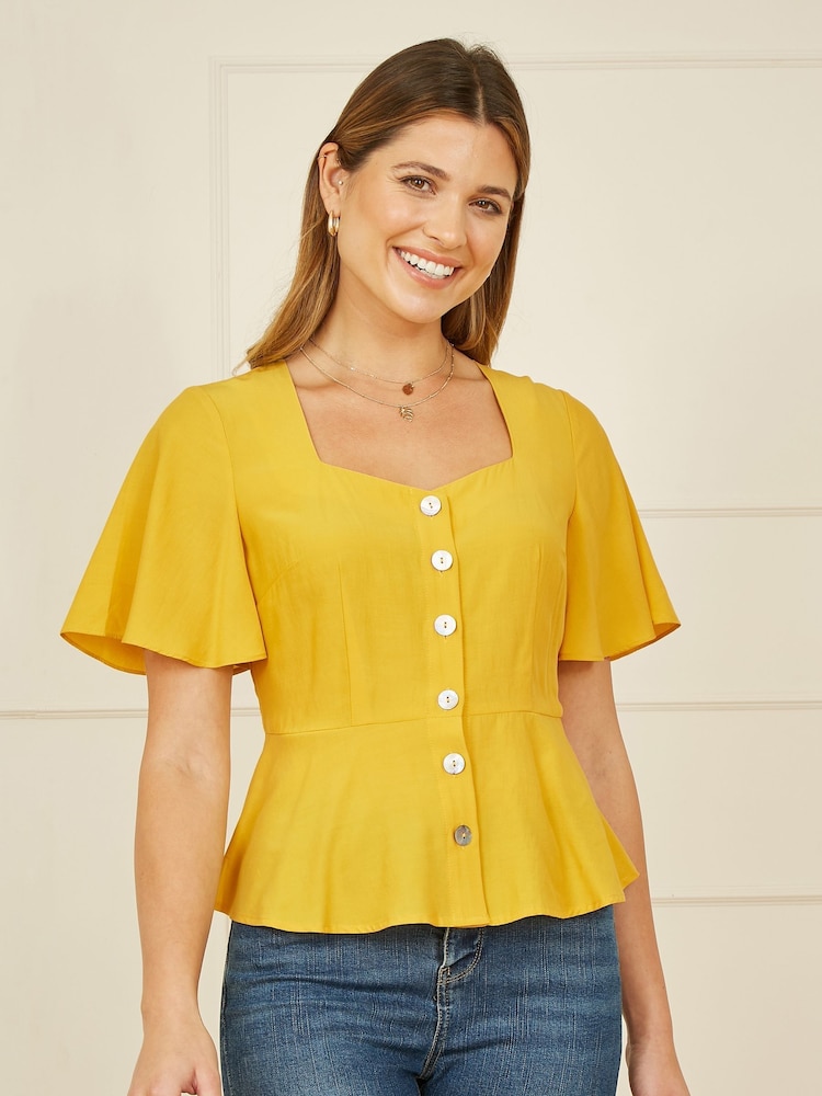 Yumi Yellow Button Up Top - Image 1 of 4