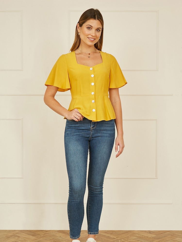 Yumi Yellow Button Up Top - Image 2 of 4