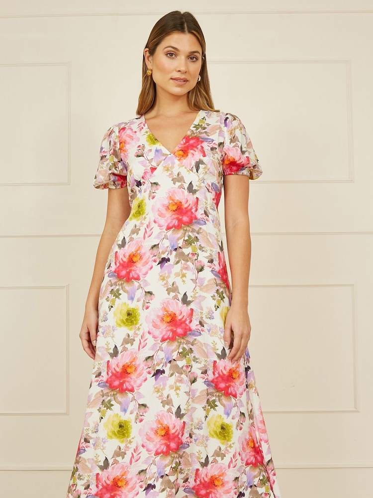 Yumi Cream Floral Midi Dress - Image 1 of 5