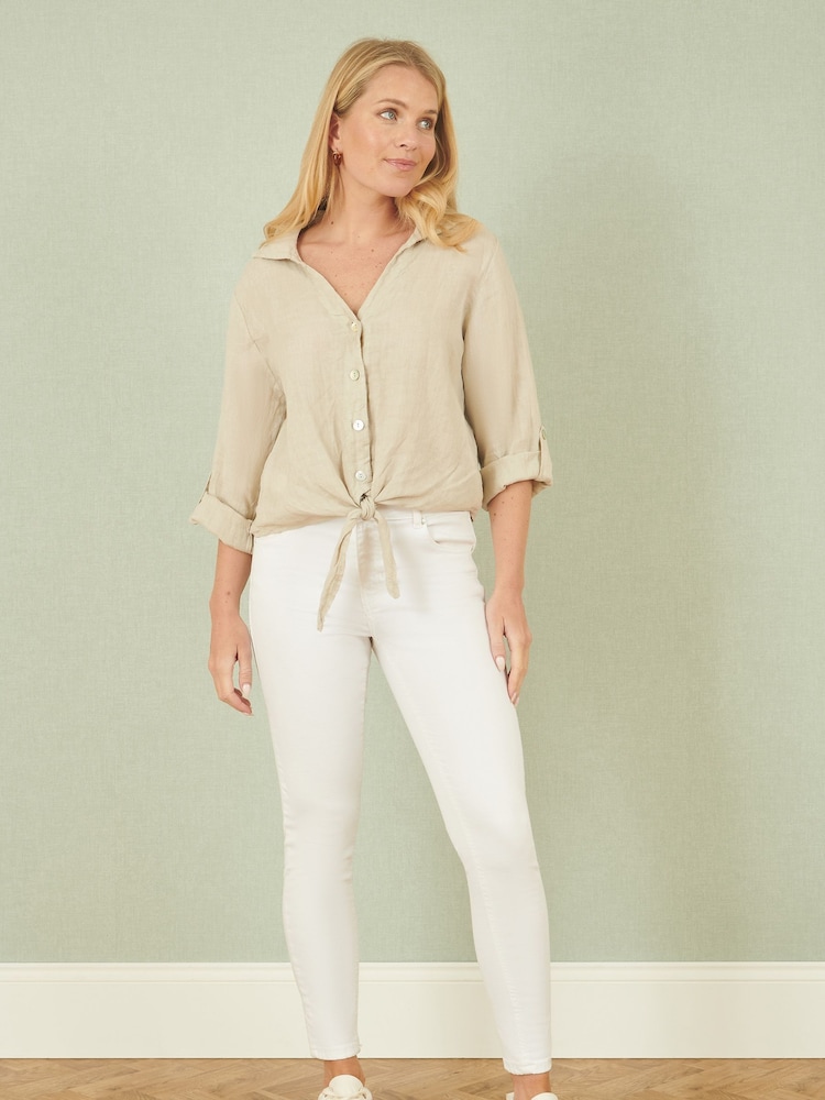 Yumi Natural Italian 100% Linen Shirt - Image 2 of 4