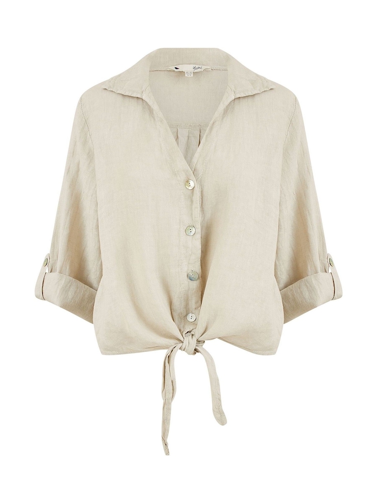Yumi Natural Italian 100% Linen Shirt - Image 4 of 4