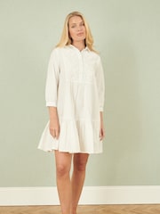 Yumi White 100% Cotton Flower Tunic Dress - Image 2 of 5