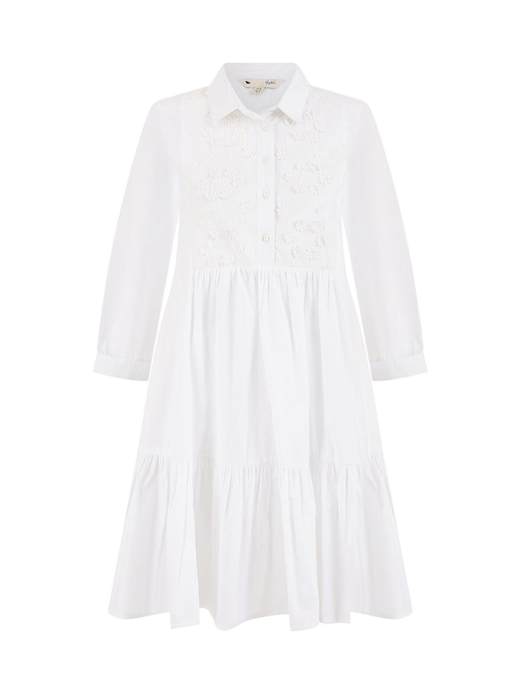 Yumi White 100% Cotton Flower Tunic Dress - Image 5 of 5