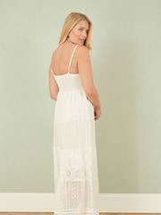 Yumi White Tiered Maxi Dress With Ruched Back - Image 4 of 5