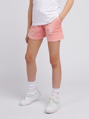 Juicy Couture Pink Girls Tonal Embroidered Velour Shorts - Image 1 of 7
