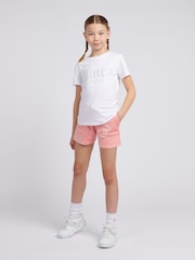 Juicy Couture Pink Girls Tonal Embroidered Velour Shorts - Image 2 of 7