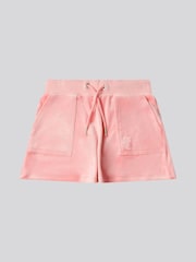 Juicy Couture Pink Girls Tonal Embroidered Velour Shorts - Image 5 of 7