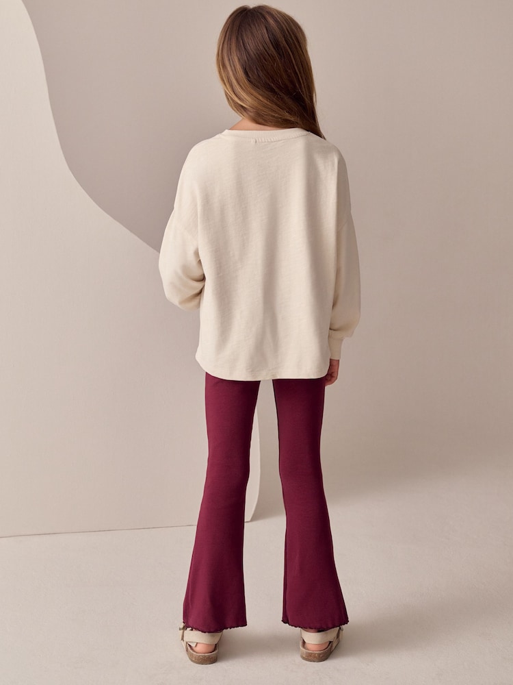 Burgundy Red 1 Pack Rib Flare Leggings (3-16yrs) - Image 3 of 3 Burgundy Red 1 Pack Rib Flare Leggings (3-16yrs) - Image 3 of 3