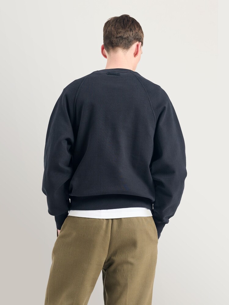Norse Projects Blue Tyr Relaxed Loopback Raglan Sweatshirt - Image 2 of 2 Norse Projects Blue Tyr Relaxed Loopback Raglan Sweatshirt - Image 2 of 2
