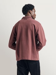 Norse Projects Red Fraser Relaxed Loopback Long Sleeve Polo Shirt - Image 2 of 2