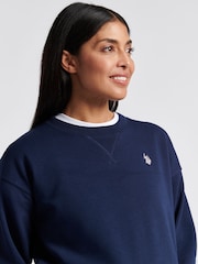 أزرق - U.S. Polo Assn. Womens Double Horsemen Crew Sweatshirt - صورة 2 من 7