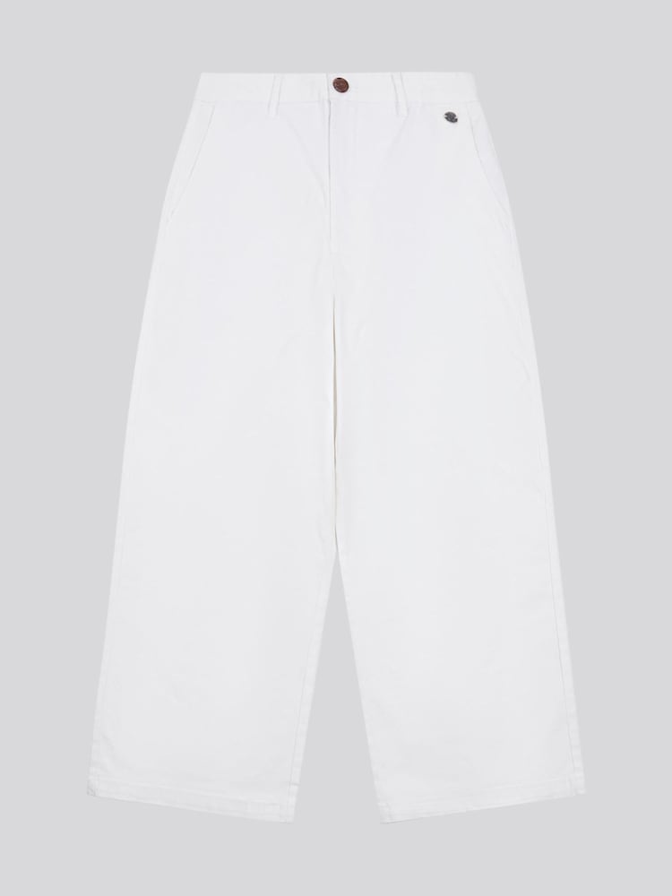 U.S. Polo Assn White Womens Ankle Wide Leg Chino Trousers - Image 1 of 3
