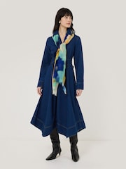 Jigsaw Green Sunset Floral Wool Silk Scarf - Image 3 of 4