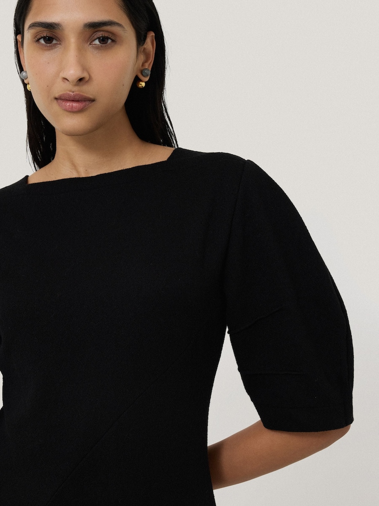 Jigsaw Black Angled Seams Jersey Dress - Image 2 of 5