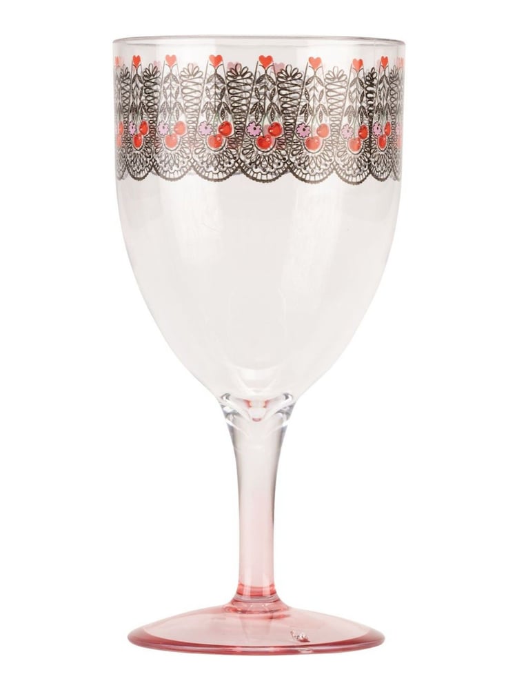 Cath Kidston Pink Cherry Picnic Wine Glass - Image 1 of 2