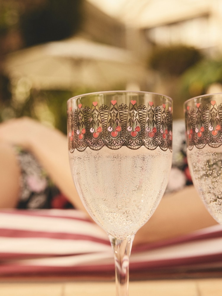 Cath Kidston Pink Cherry Picnic Set of 4 Wine Glass - Image 2 of 4 Cath Kidston Pink Cherry Picnic Set of 4 Wine Glass - Image 2 of 4