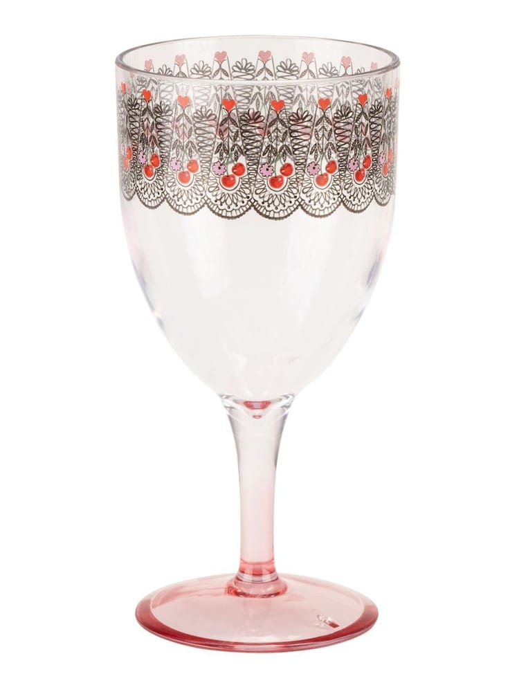 Cath Kidston Pink Cherry Picnic Set of 4 Wine Glass - Image 4 of 4