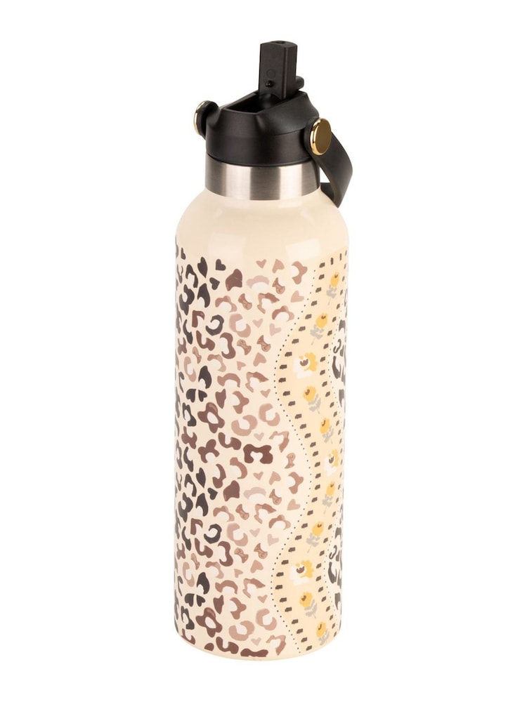 Cath Kidston Brown Leopard Print Stainless Steel Water Bottle 500ml - Image 2 of 3 Cath Kidston Brown Leopard Print Stainless Steel Water Bottle 500ml - Image 2 of 3