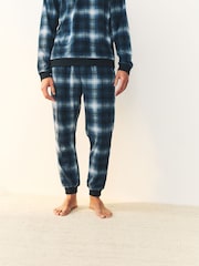 Navy Blue Check Motionflex Cosy Long Sleeve Cuffed Pyjamas Set - Image 5 of 11