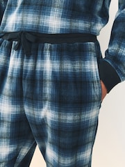 Navy Blue Check Motionflex Cosy Long Sleeve Cuffed Pyjamas Set - Image 6 of 11