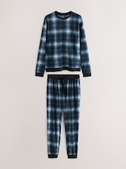 Navy Blue Check Motionflex Cosy Long Sleeve Cuffed Pyjamas Set - Image 7 of 11