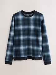 Navy Blue Check Motionflex Cosy Long Sleeve Cuffed Pyjamas Set - Image 8 of 11