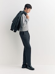 Oliver Spencer Grey Fishtail Cotton Wool Tapered Trousers - Image 3 of 6