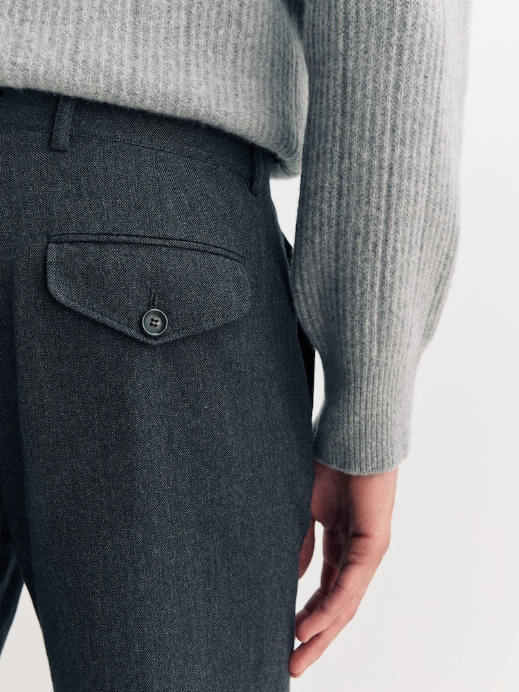 Oliver Spencer Grey Fishtail Cotton Wool Tapered Trousers - Image 6 of 6 Oliver Spencer Grey Fishtail Cotton Wool Tapered Trousers - Image 6 of 6