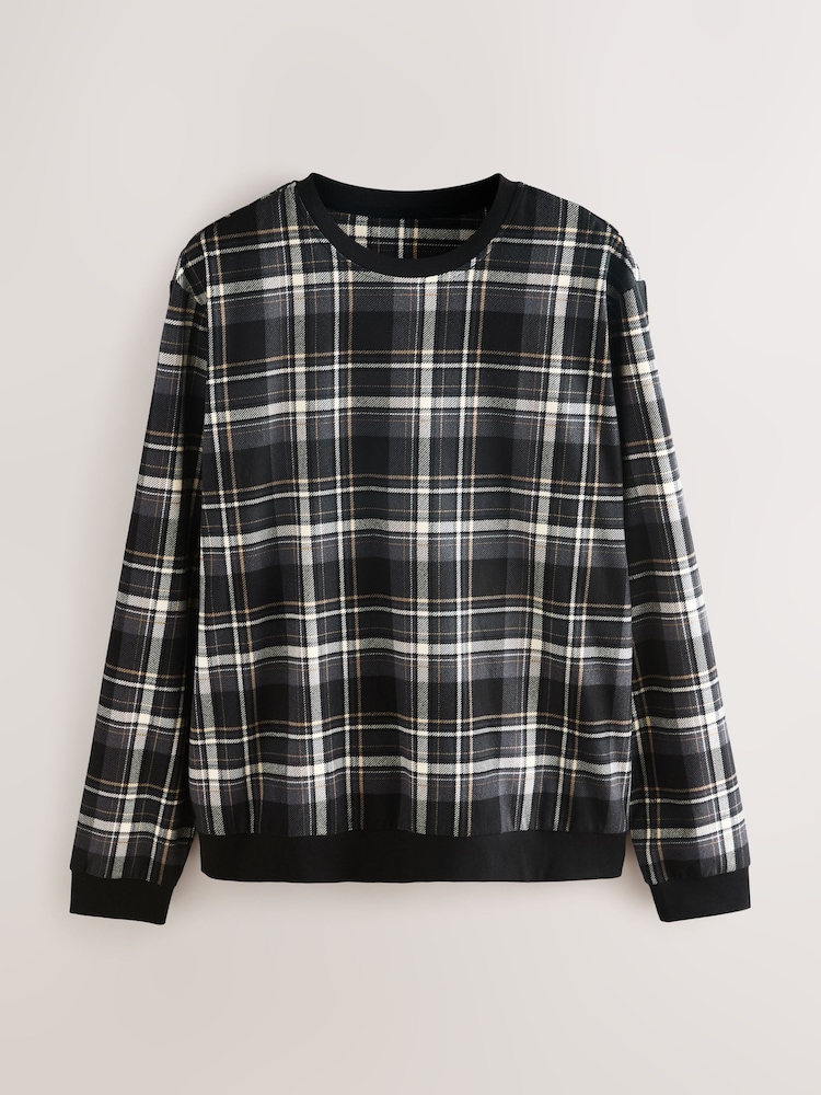 Black Check Motionflex Cosy Long Sleeve Cuffed Pyjamas Set - Image 2 of 5